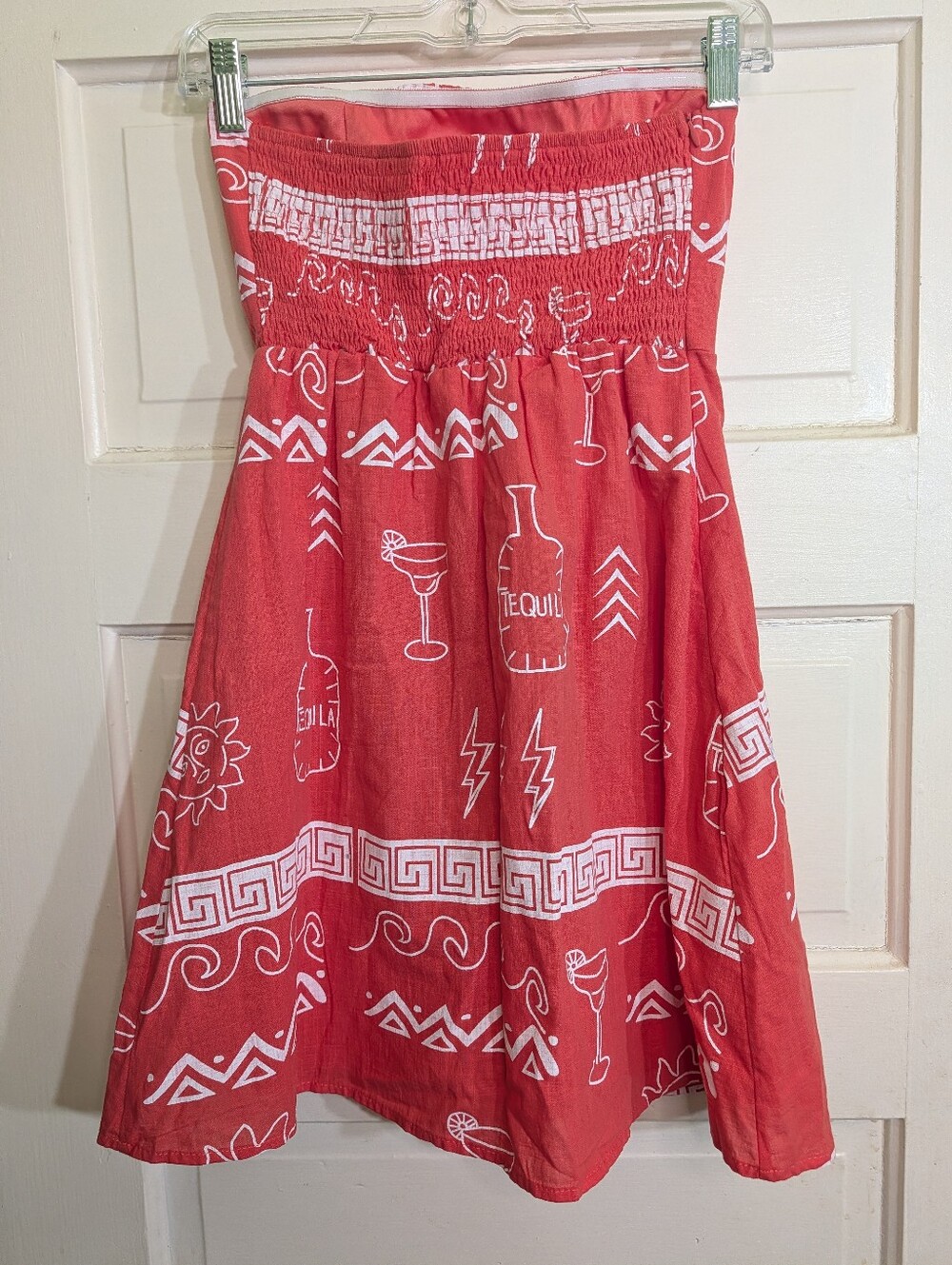 By Frankie XS Tequila Print Strapless Cotton Sundress Smocked Back - Picture 6 of 10